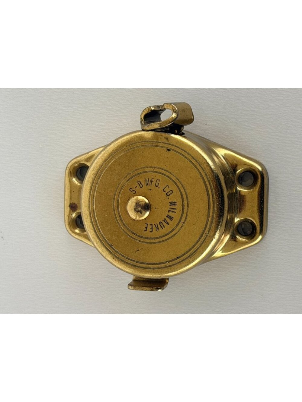 Vintage S-B MFG Co Milwaukee Brass Retracting Chain Safety Door Latch Lock